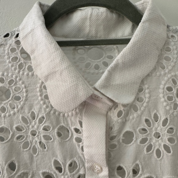 Gretchen Scott White Eyelet Little Bo Peep Shirt Dress Size Small - Picture 3 of 8